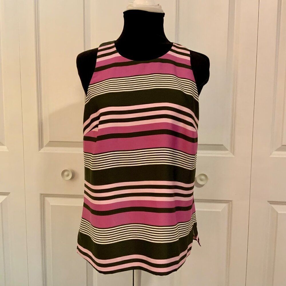 Banana Republic Pink Grey Stripe Racerback Sleeveless Top Medium NWOT